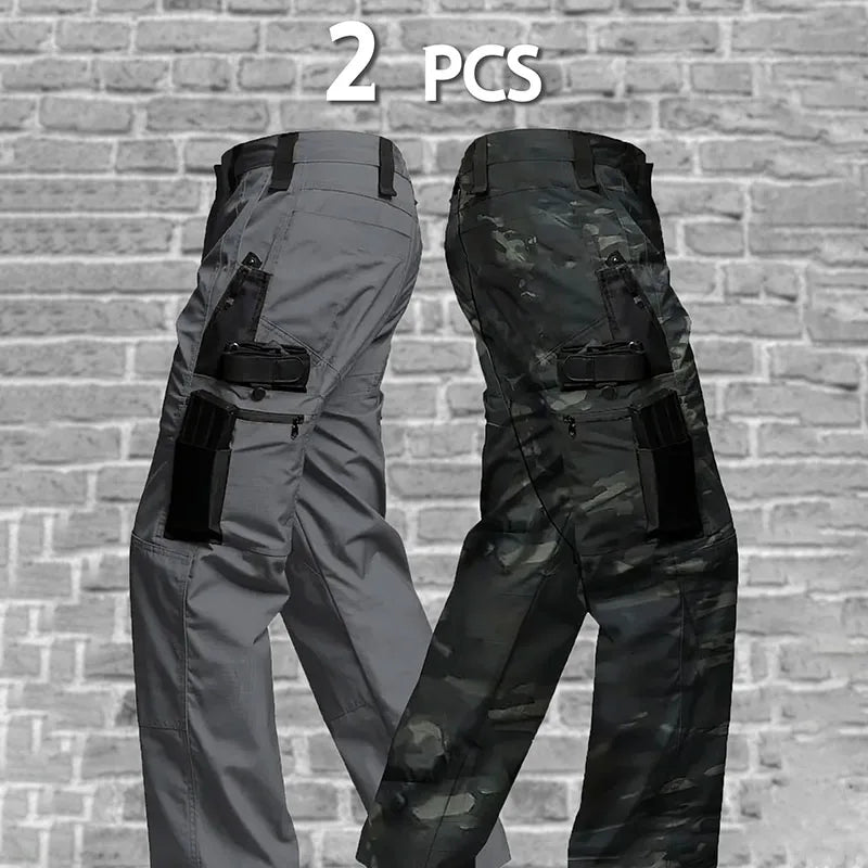 2Pcs Men Multiple Pockets Sports Trousers Pants