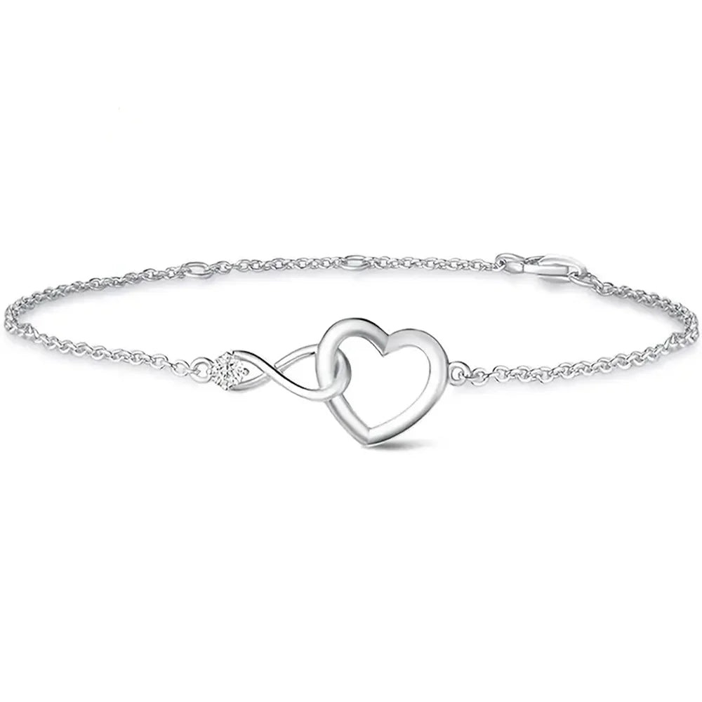 Infinity Love Heart Bracelet 925 Sterling Silver Mozambique diamond Jewelry for Women