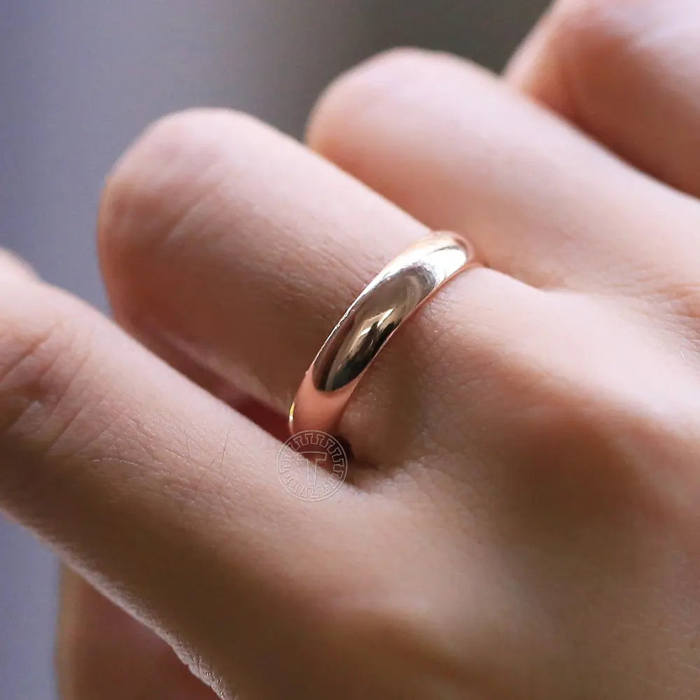 Smooth 585 Rose Gold Color Rings For Men/Women