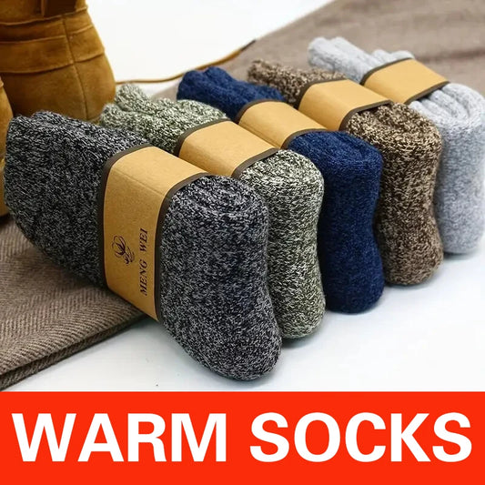 3 Pairs Winter Thick Towel Men's Socks, Outdoor Sports Long Socks Cold Resistant Frost Proof