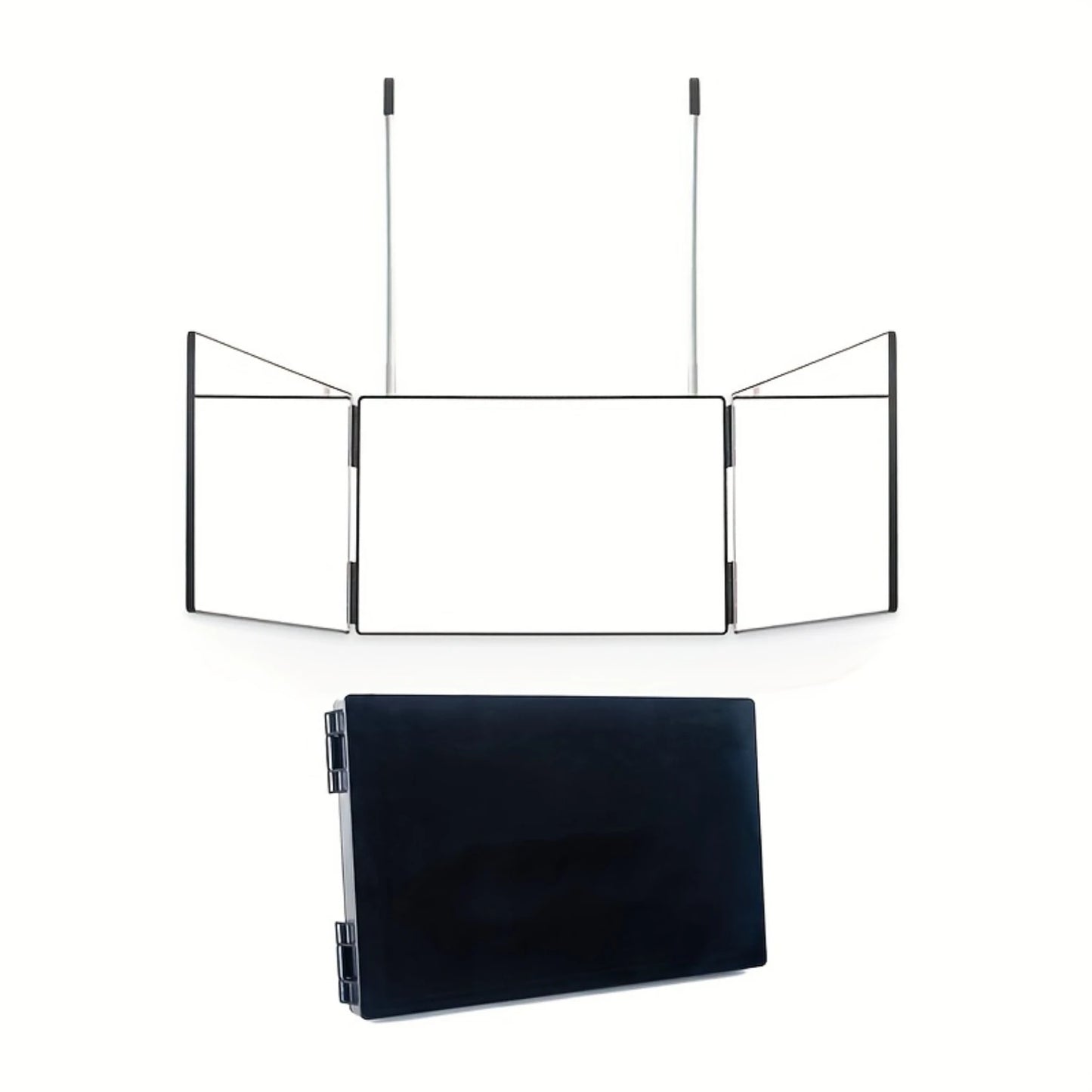 Black Makeup Vanity Mirror for Men/Women, 1pcs Trifold Hair Cut Mirror for Self-Hair Cutting - 3 Way Mirror