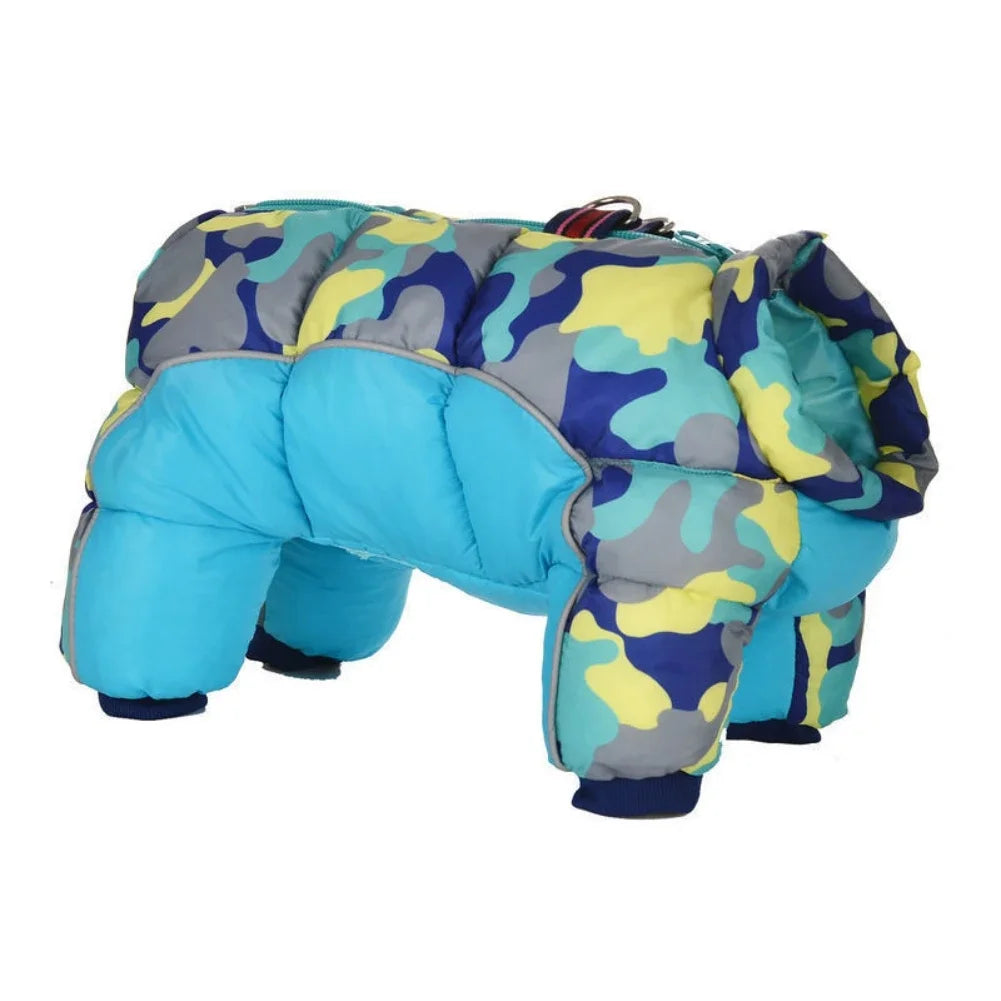 Fullbody Small Dog Coat, Warm Fleece Puppy Jacket, Winter 4-Leg Puffer Coat, Reflective Turtleneck Snowsuit