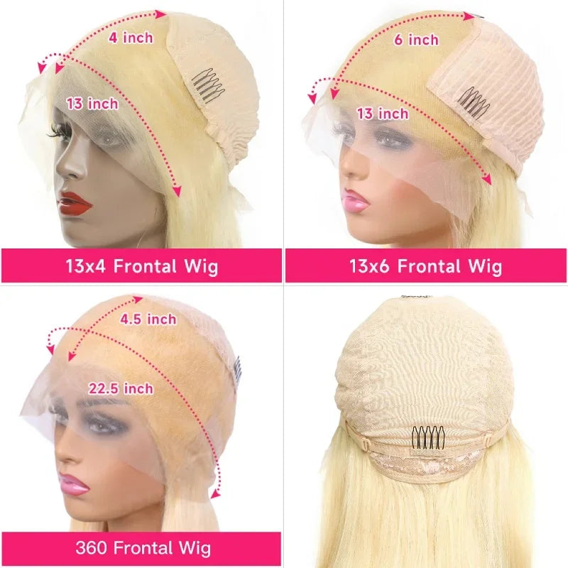 360 Lace Frontal Wig 613 Blonde, 13x4 13x6 Body Wave Preplucked Brazilian Human Hair Wigs 30 32 46 Inch