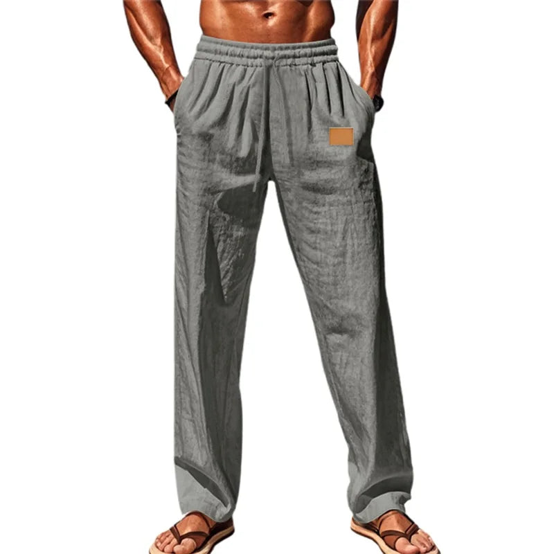 Men's Comfortable Elastic Waist Drawstring Pants with Loose Fit and Breathable Fabric