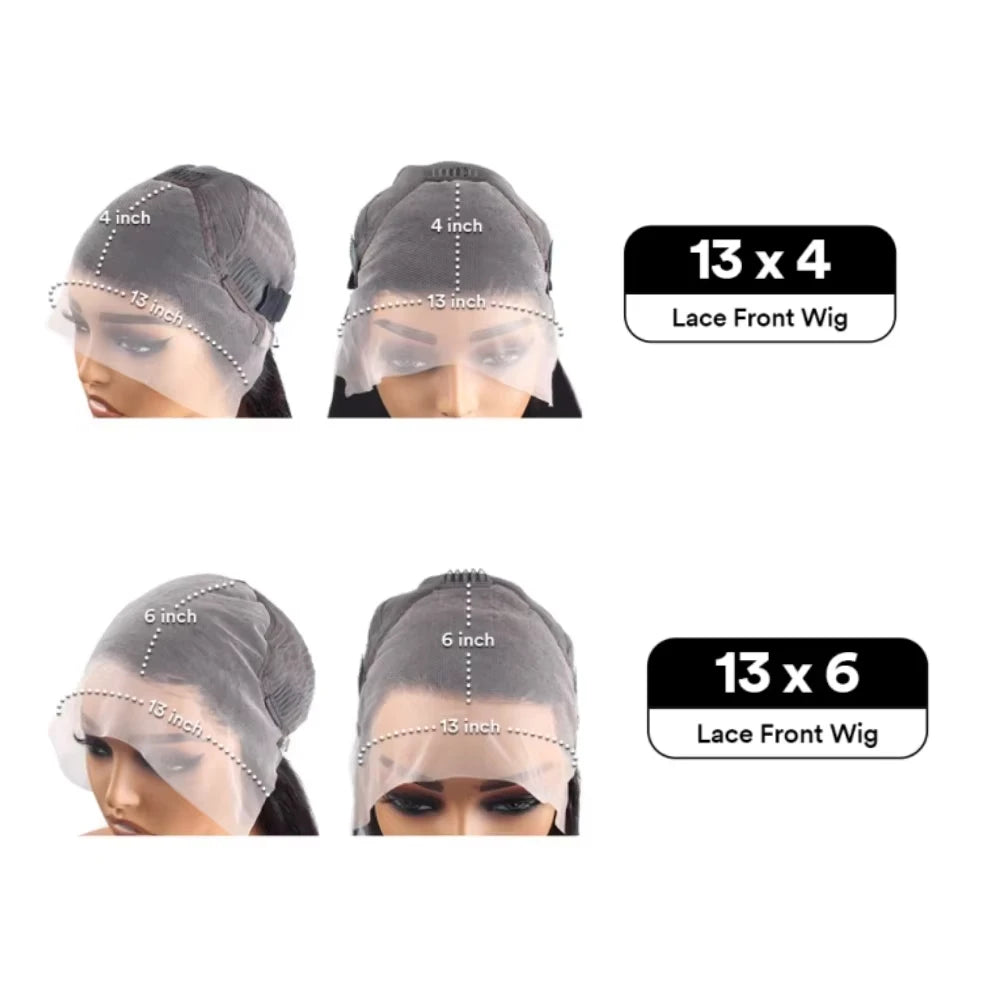 Deep Wave Frontal Wig Transparent 13x4 13x6 HD Lace, Human Hair Curly Lace 40 Inch
