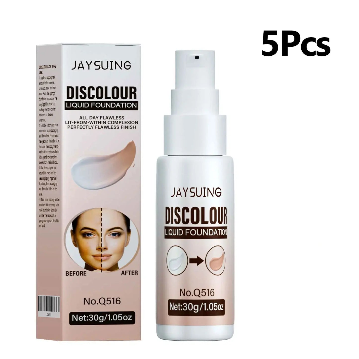 Jaysuing Liquid Foundation, Temperature Color Changing, Waterproof no Creasing Long-lasting Moisturizing.