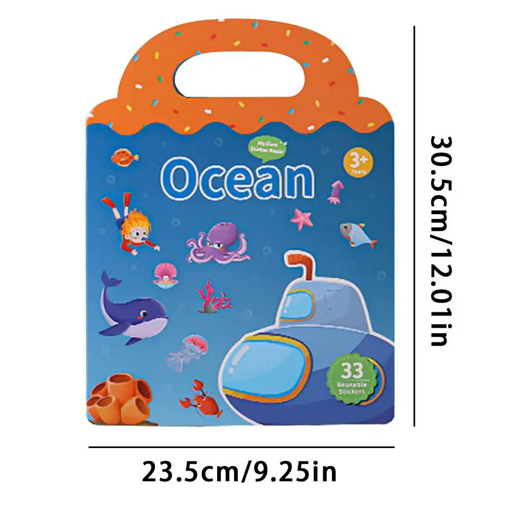 Reusable Sticker Book Cartoon DIY Puzzle, Educational Cognition Learning Toys, Cute Stickers, For Children Age 3