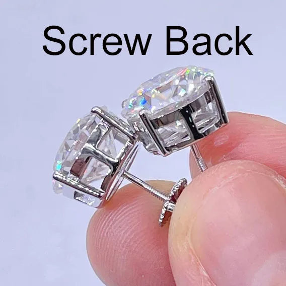 CUC 3-14MM AAAA Zircon Stud Earrings Screw/Push Back For Women/Men