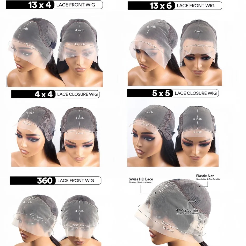 Glueless Wigs Human Hair Ready To Wear Deep Wave 5x5 HD Lace Closure Wig 13x6 Curly Human Hair Wig 360 Water Wave Human Hair Wig
