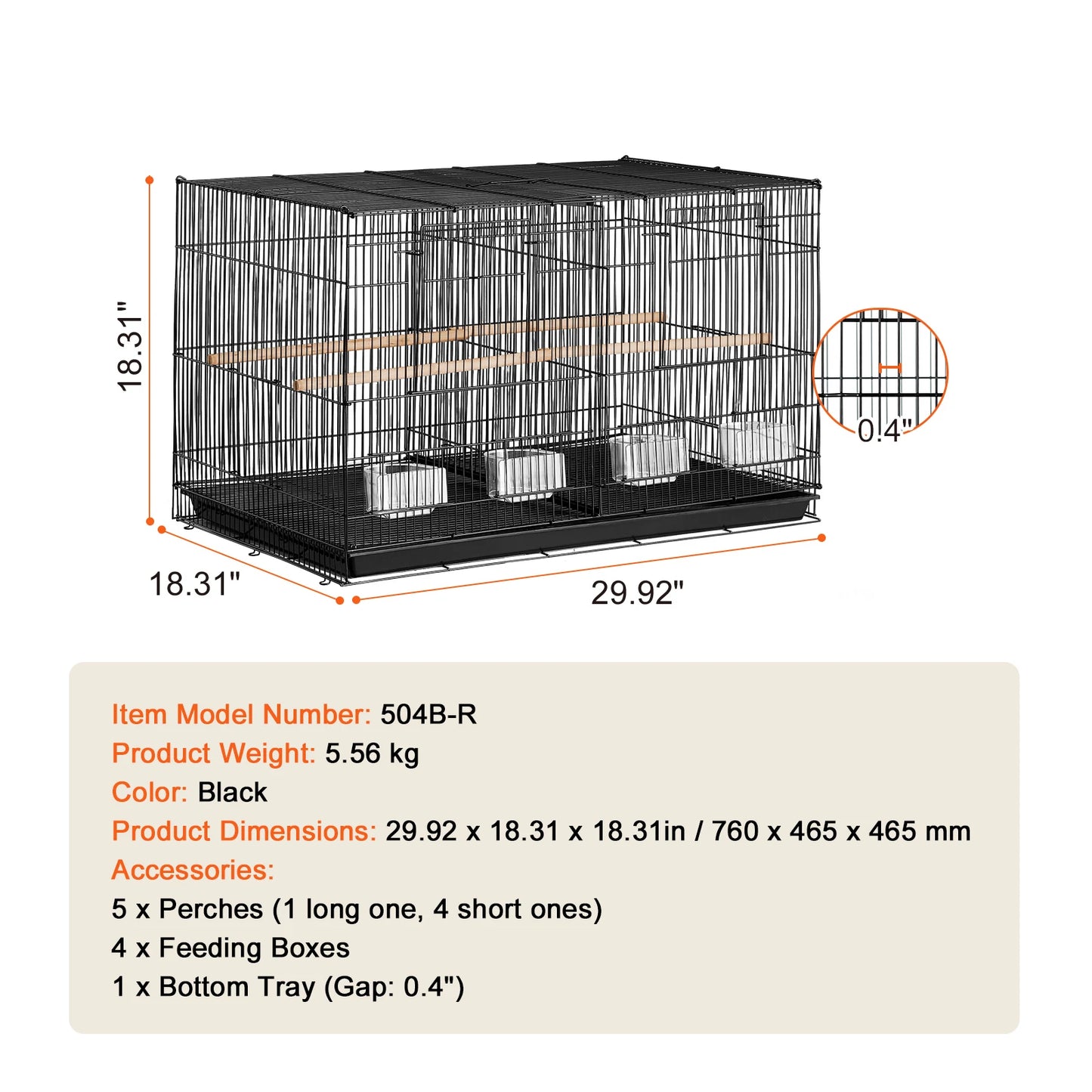SucceBuy 30In Flight Bird Cage, Stackable Divided Small Animal Cage for all kinds of Birds, Pet Travel Bird Cage with Handle and Perch.