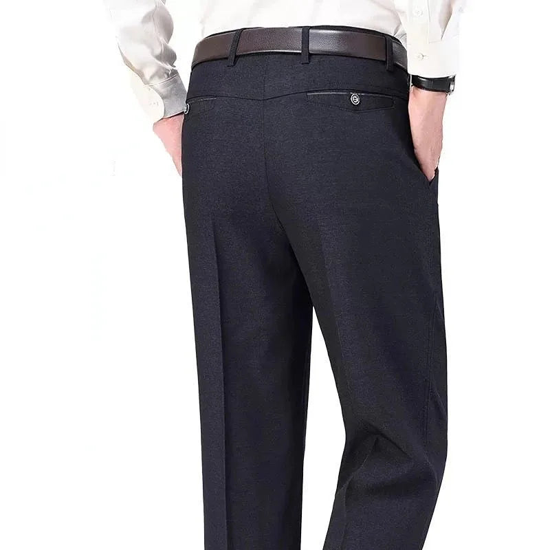 New Men's Summer Thin Business Casual Pants, Autumn Fashion Solid Gentle Thicken Trousers, Male Brand Suit Pant Black Grey RIYBEOE