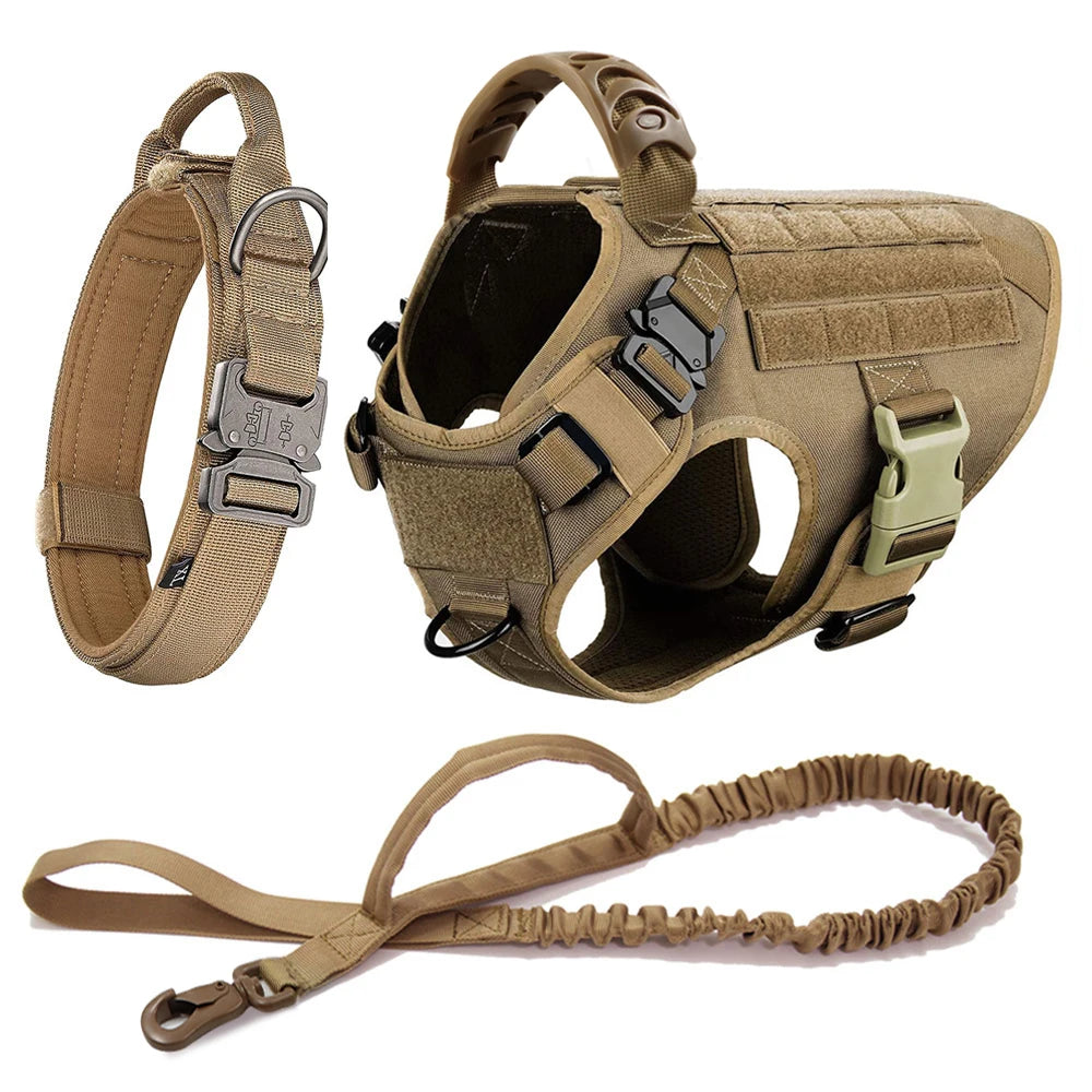 Large Dog Harness and Leash Set Pet German Shepherd and Malinois Training Walking Vest, Dog Harness and Collar for Medium and Large Dogs