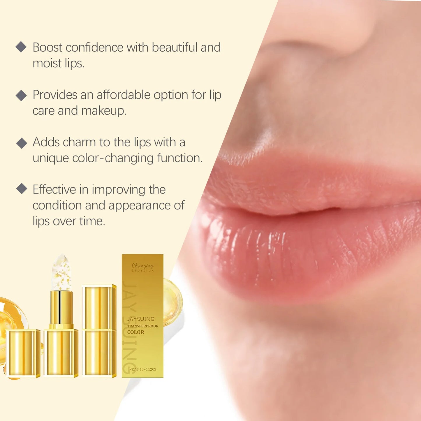Jaysuing 3.5g Golden Nourish Lip Balm Moisturizing, Plumping, and Brightening Lip Gloss