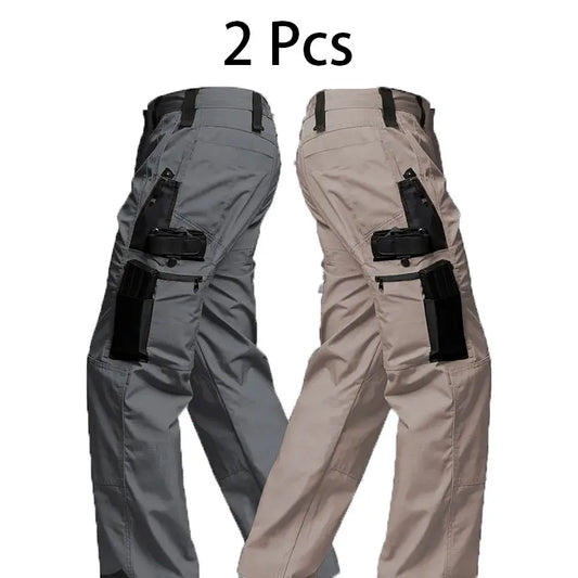 2Pcs Men Multiple Pockets Sports Trousers Pants