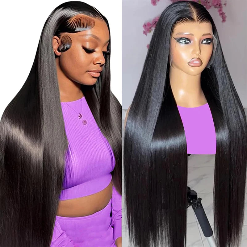 100% Malaysia Human Hair, 13x6 Bone Straight Lace Front Wigs, 30 Inch 13x4 Lace Frontal Wig for Women, Pre Plucked