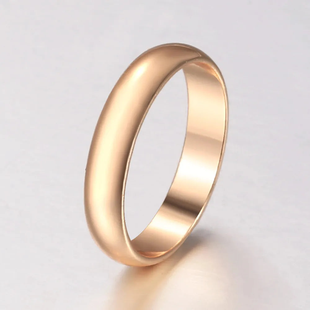 Smooth 585 Rose Gold Color Rings For Men/Women