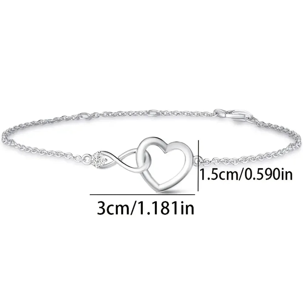Infinity Love Heart Bracelet 925 Sterling Silver Mozambique diamond Jewelry for Women