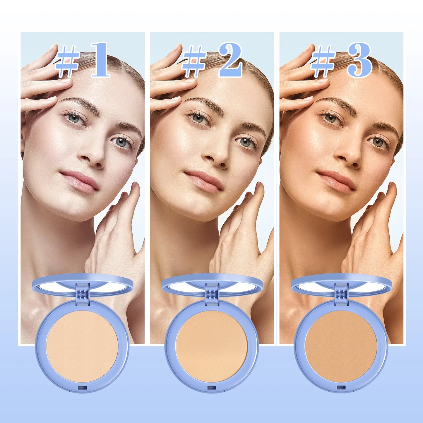 Ouhoe Oil Control Facial Powder, Invisible Pores Waterproof Long-Lasting Effect, Not Easy Remove Makeup Natural Plants Powder