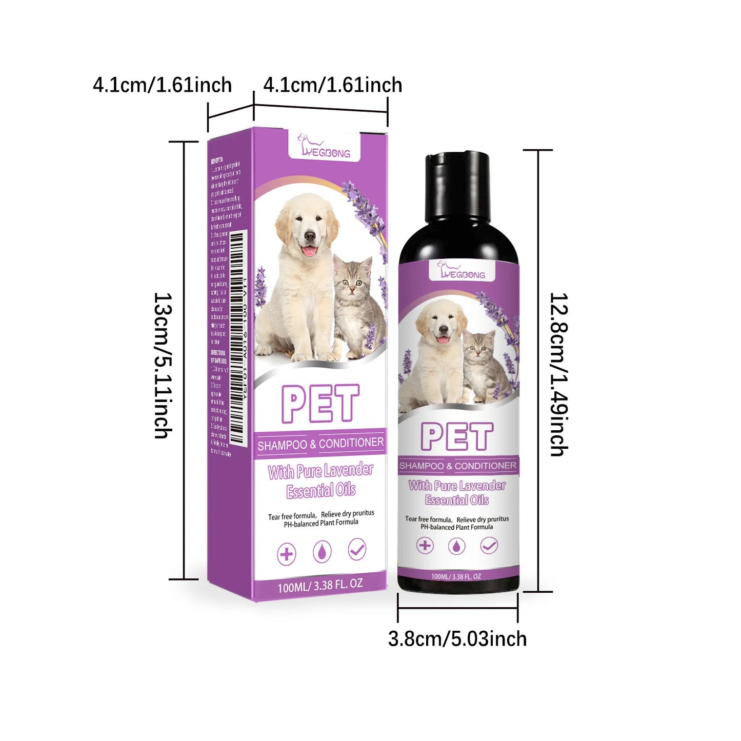 Yegbong 100ml Pet Shampoo Conditioner, Hair Smooth Cat/Dog Hair Softening, Relieve Itching Ph Balance, Cleaning Dry Skin Relief.