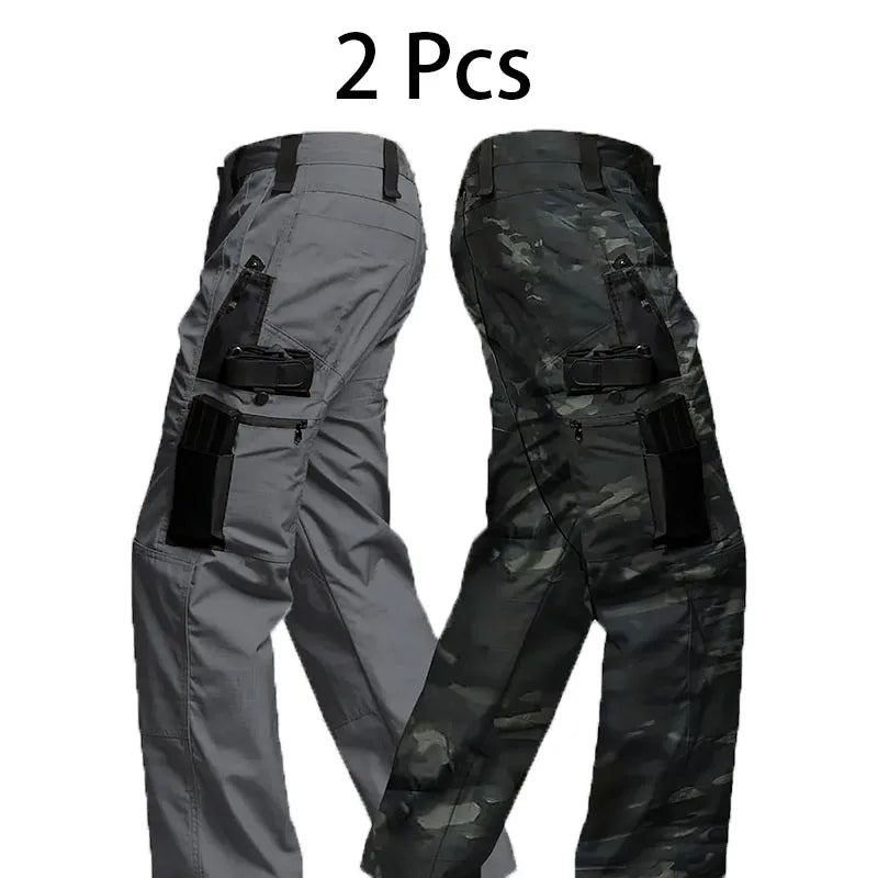 2Pcs Men Multiple Pockets Sports Trousers Pants