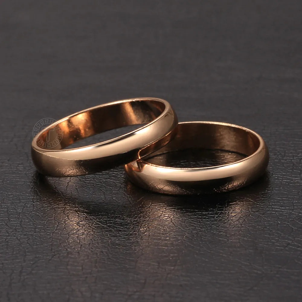 Smooth 585 Rose Gold Color Rings For Men/Women