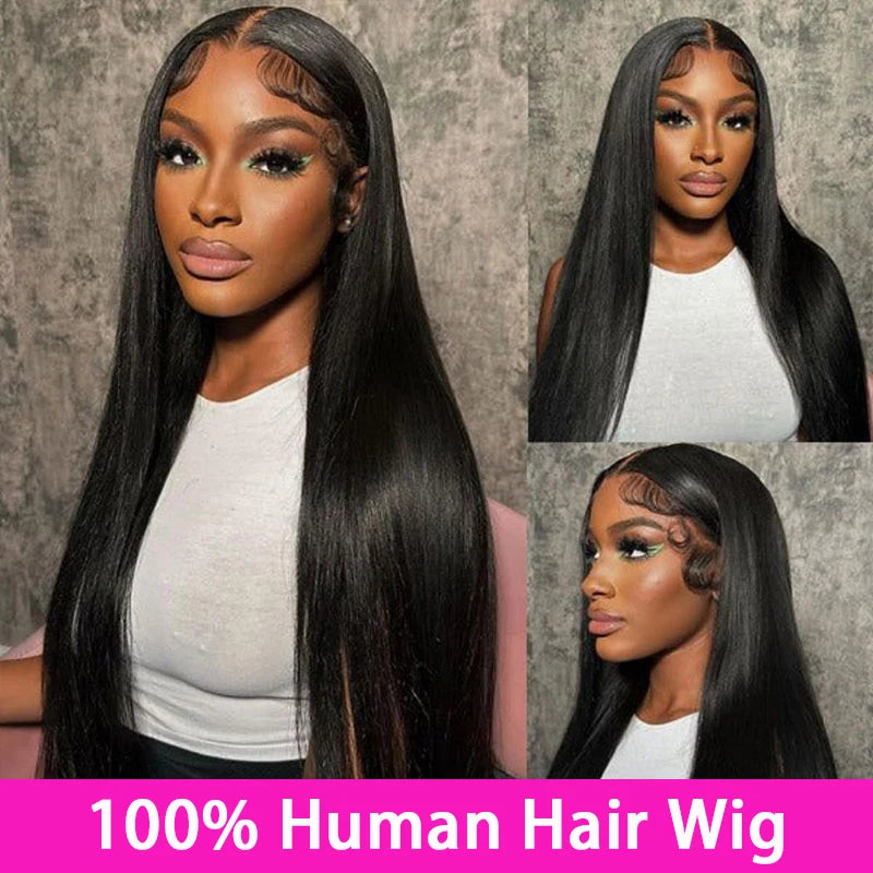 100% Malaysia Human Hair, 13x6 Bone Straight Lace Front Wigs, 30 Inch 13x4 Lace Frontal Wig for Women, Pre Plucked