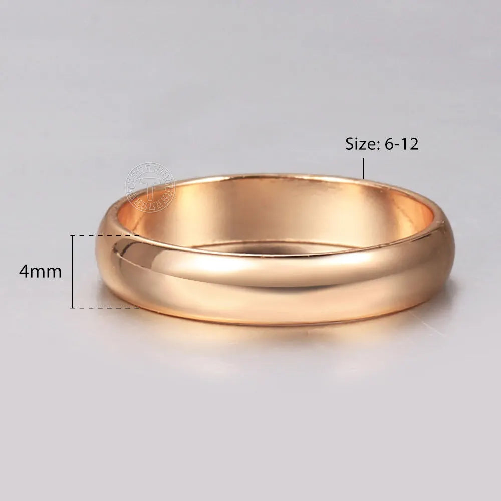 Smooth 585 Rose Gold Color Rings For Men/Women