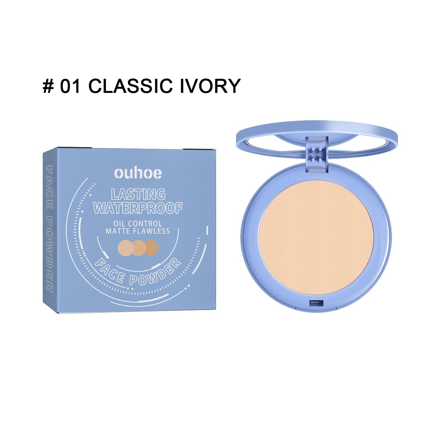 Ouhoe Oil Control Facial Powder, Invisible Pores Waterproof Long-Lasting Effect, Not Easy Remove Makeup Natural Plants Powder