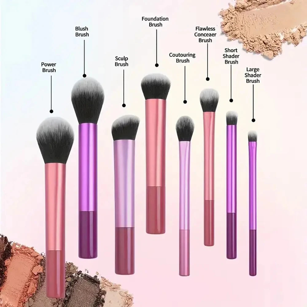 Makeup Brush Kit, Soft 8pcs Synthetic Hair Make Up Brushes, Foundation, Blush, Eyeshadow Cosmetic Makeup Tools