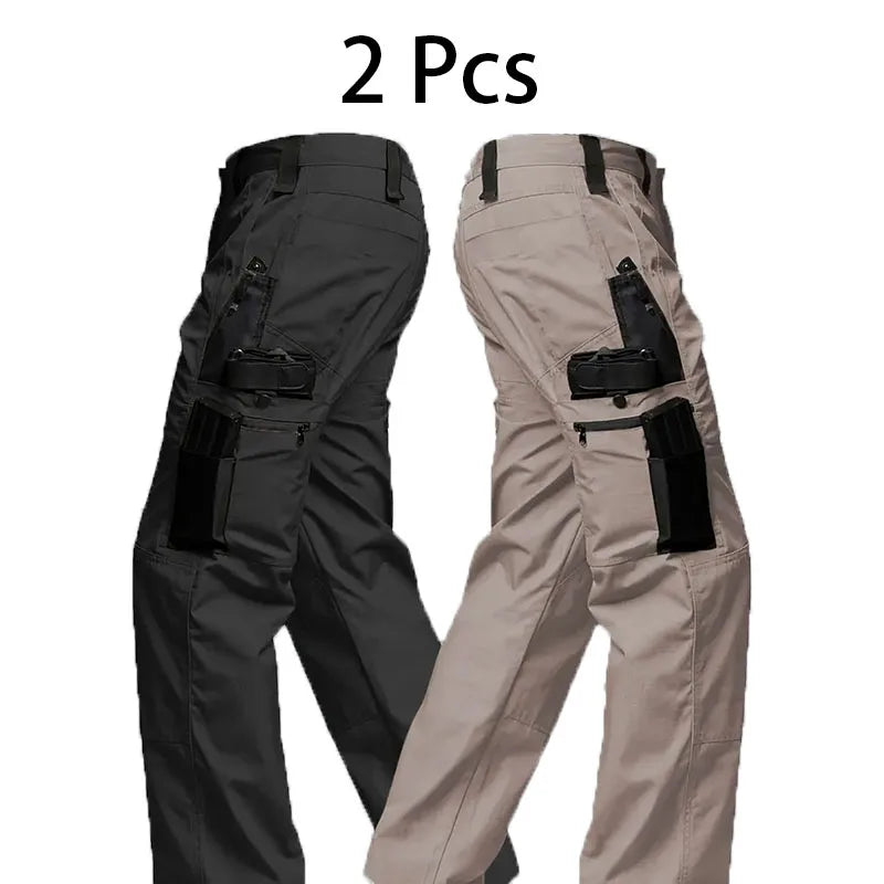 2Pcs Men Multiple Pockets Sports Trousers Pants