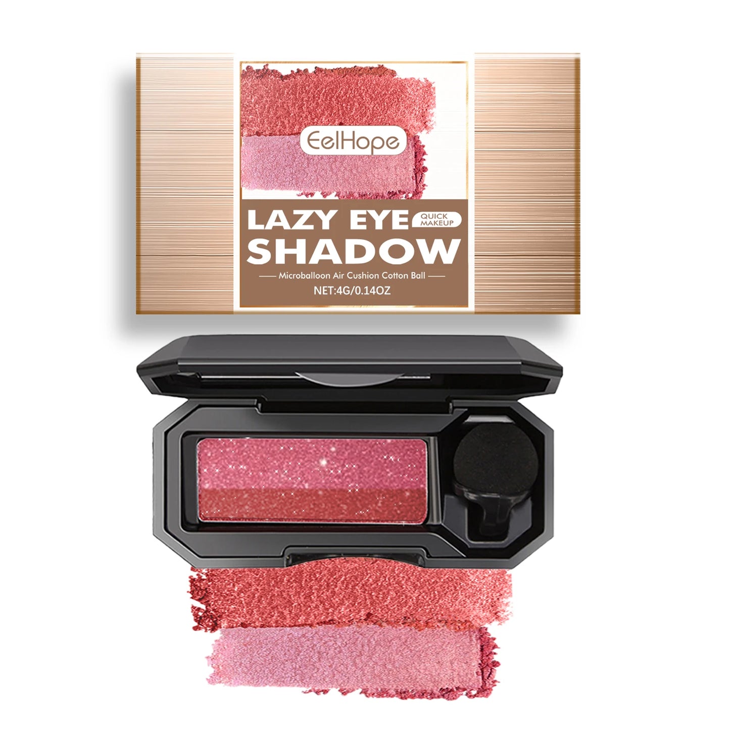 EELHOPE Lazy Eye Shadow Quick Makeup Easy Coloring Waterproof Sweatproof, Matte Women Lasting Beauty Two Color Eye Shadow Tray