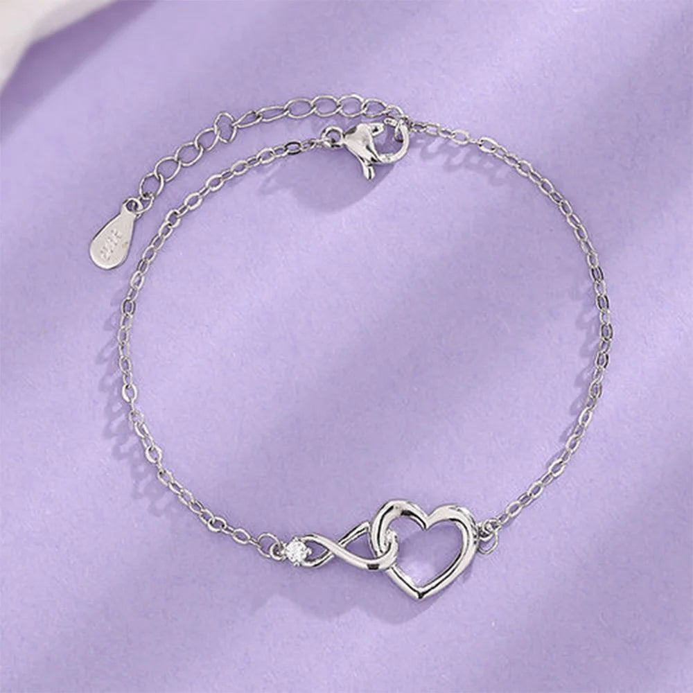 Infinity Love Heart Bracelet 925 Sterling Silver Mozambique diamond Jewelry for Women