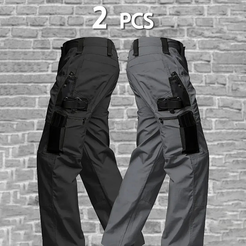 2Pcs Men Multiple Pockets Sports Trousers Pants