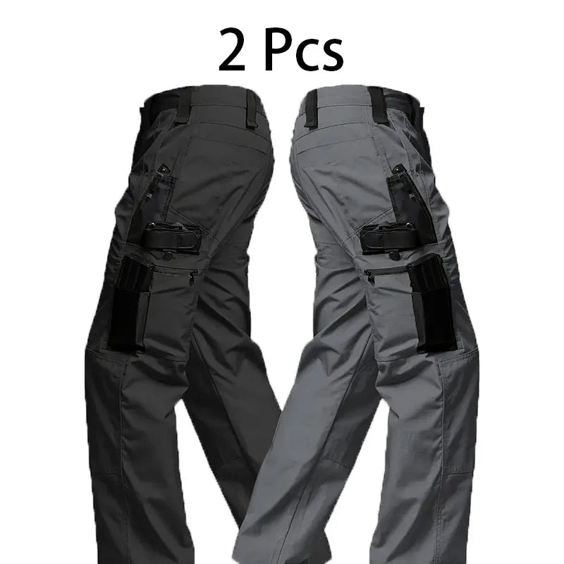 2Pcs Men Multiple Pockets Sports Trousers Pants