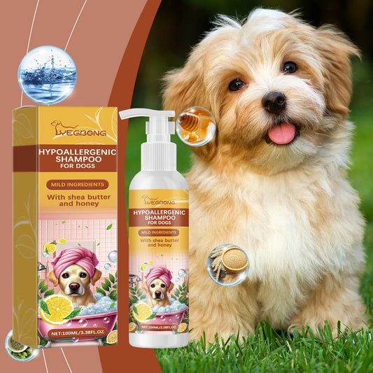 Yegbong 100ml Pet Shampoo, Dog Shampoo Hypoallergenic Bath Wash Hair Soften, Itchy Skin Relief, Nourish Fur.