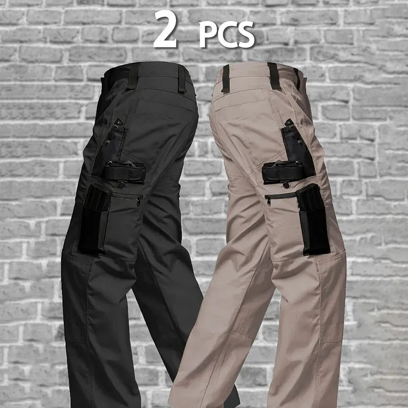 2Pcs Men Multiple Pockets Sports Trousers Pants
