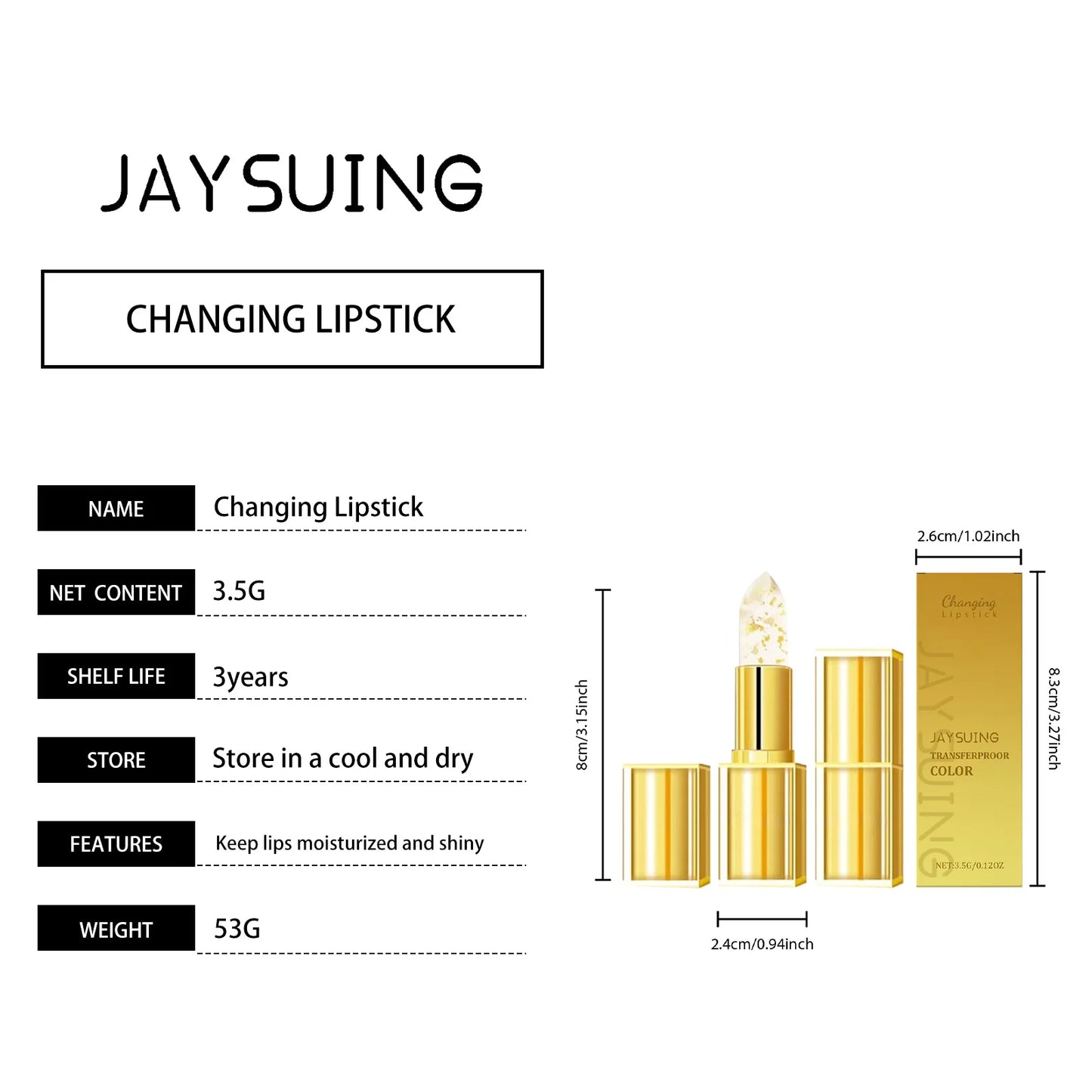 Jaysuing 3.5g Golden Nourish Lip Balm Moisturizing, Plumping, and Brightening Lip Gloss