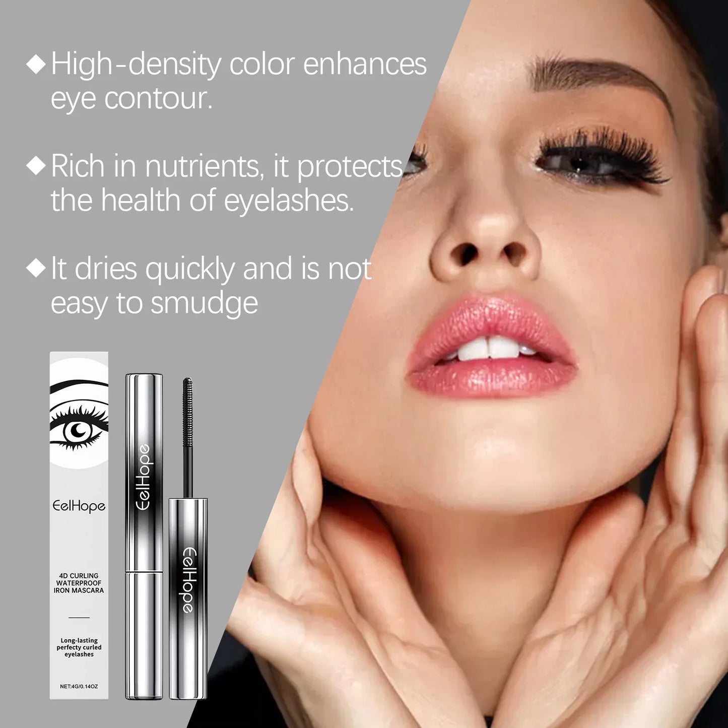 Eelhope 4g Eyelash Lengthening Mascara, 4d Curly Thicken Eye Lash, Long Lasting Makeup Waterproof, Fast Dry Black Curling Mascara