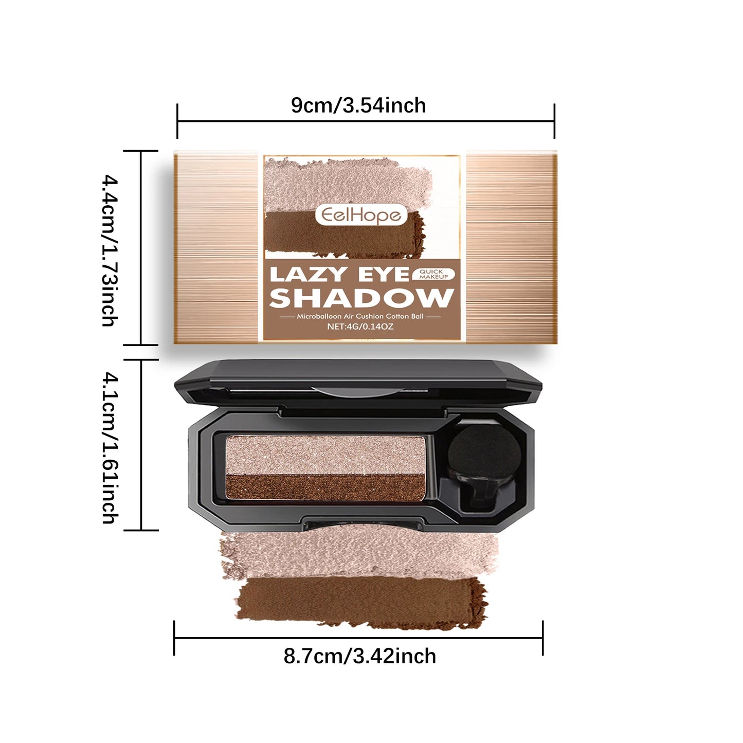 EELHOPE Lazy Eye Shadow Quick Makeup Easy Coloring Waterproof Sweatproof, Matte Women Lasting Beauty Two Color Eye Shadow Tray
