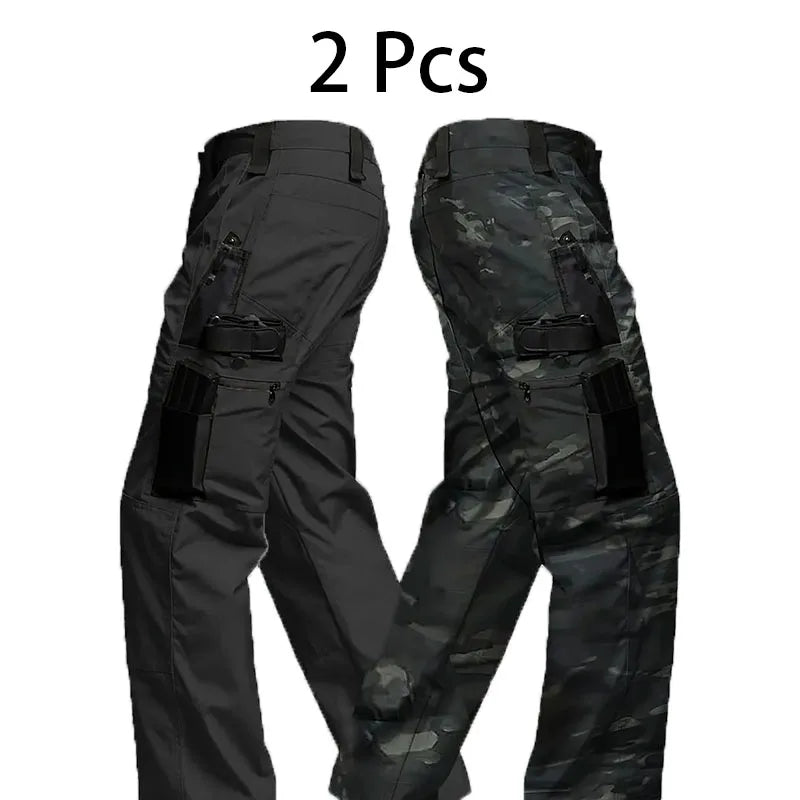 2Pcs Men Multiple Pockets Sports Trousers Pants