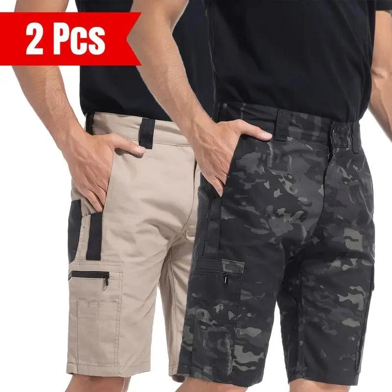 2Pcs Men Tactical Shorts Breathable Summer Casual Shorts