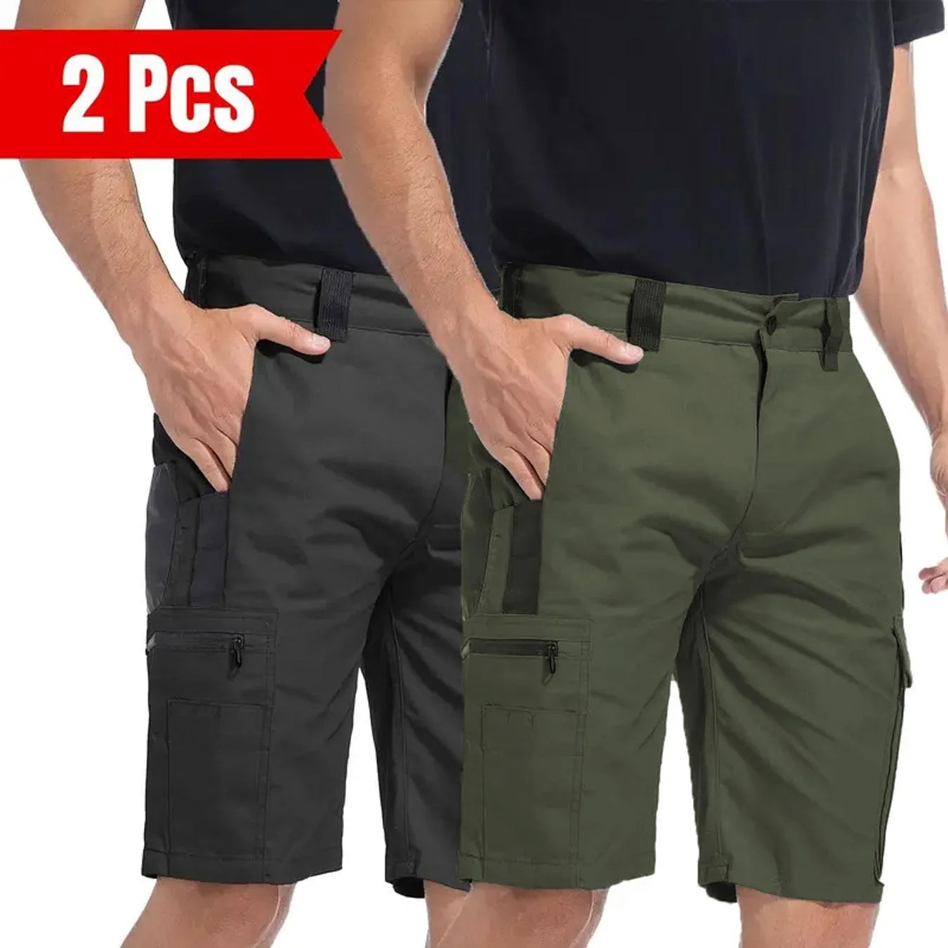 2Pcs Men Tactical Shorts Breathable Summer Casual Shorts