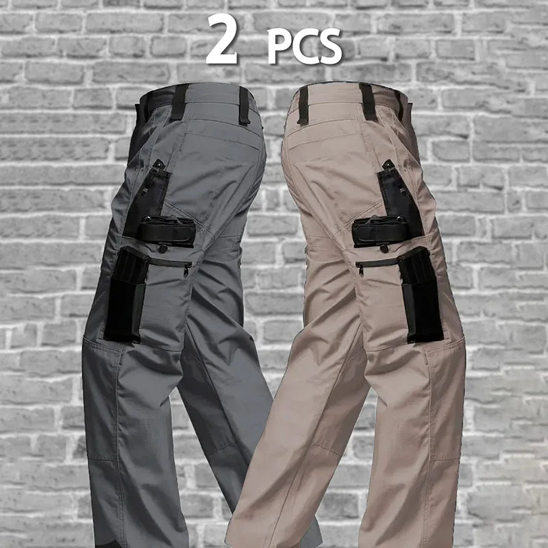 2Pcs Men Multiple Pockets Sports Trousers Pants