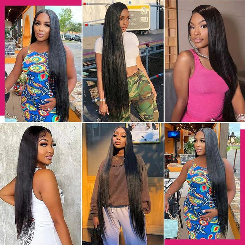 100% Malaysia Human Hair, 13x6 Bone Straight Lace Front Wigs, 30 Inch 13x4 Lace Frontal Wig for Women, Pre Plucked