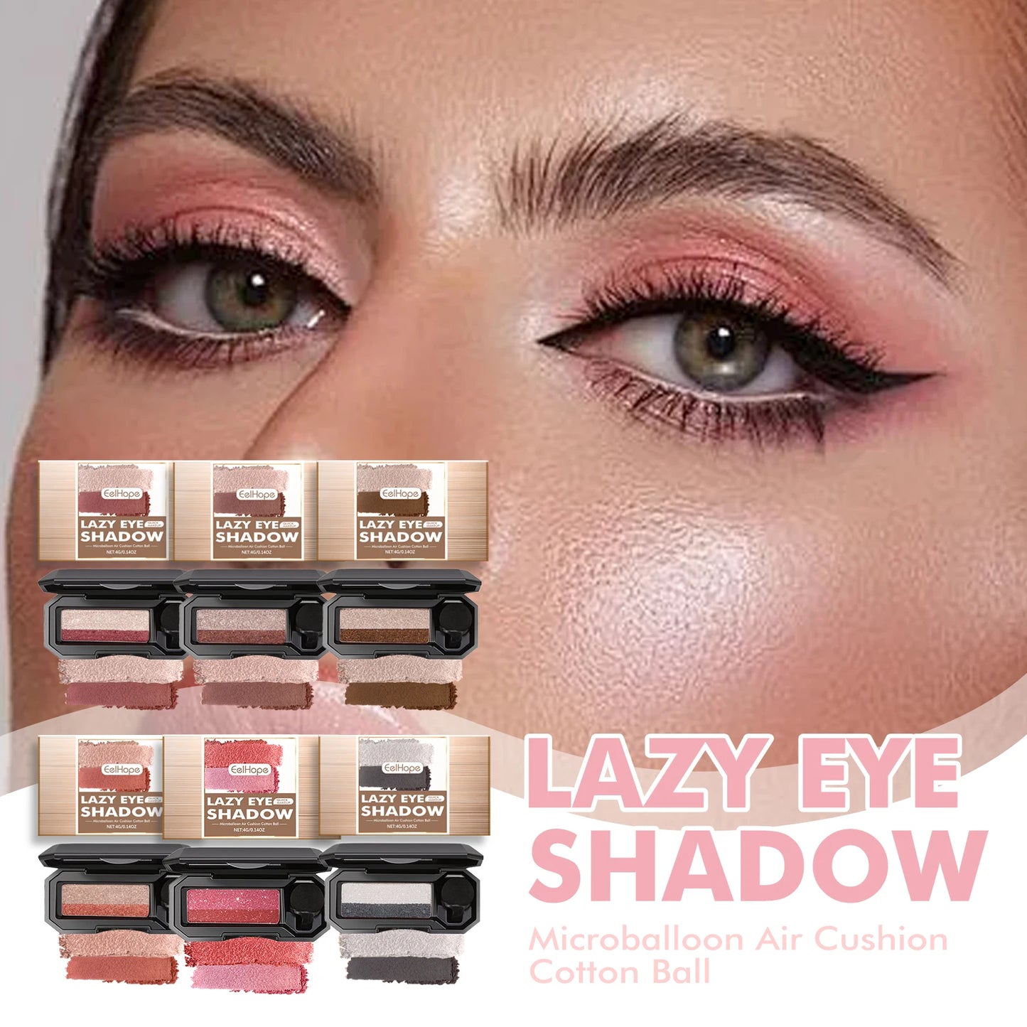 EELHOPE Lazy Eye Shadow Quick Makeup Easy Coloring Waterproof Sweatproof, Matte Women Lasting Beauty Two Color Eye Shadow Tray