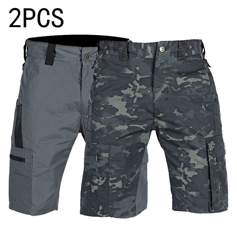 2Pcs Men Tactical Shorts Breathable Summer Casual Shorts