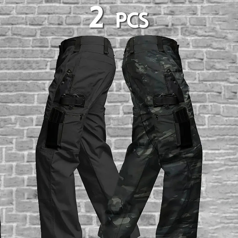 2Pcs Men Multiple Pockets Sports Trousers Pants