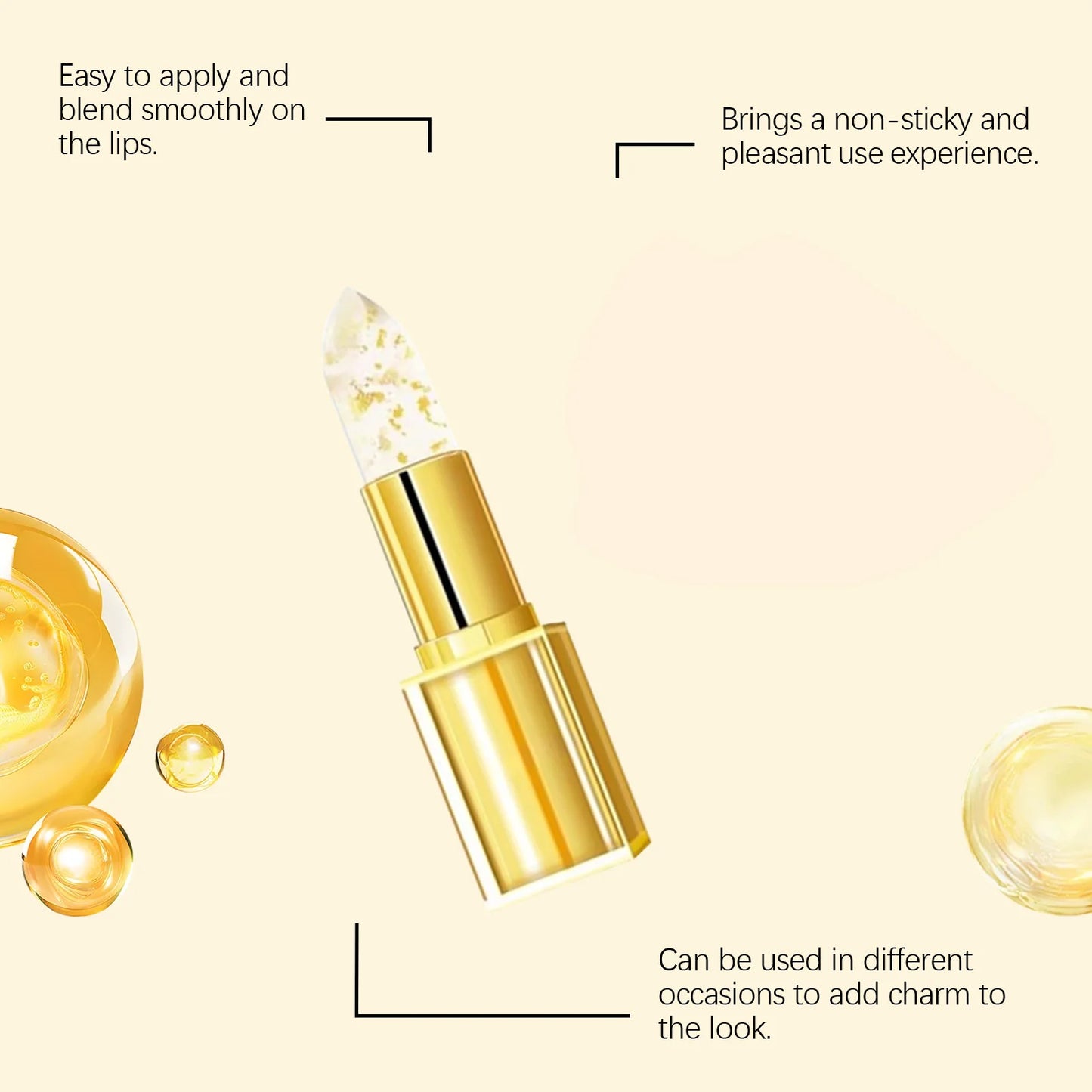 Jaysuing 3.5g Golden Nourish Lip Balm Moisturizing, Plumping, and Brightening Lip Gloss