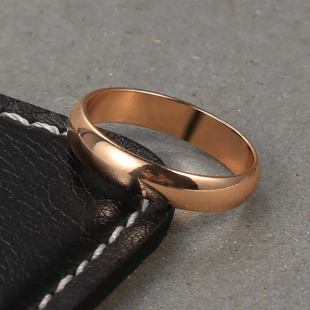 Smooth 585 Rose Gold Color Rings For Men/Women