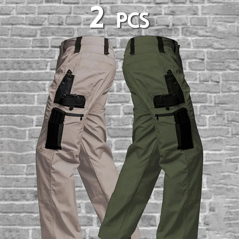 2Pcs Men Multiple Pockets Sports Trousers Pants